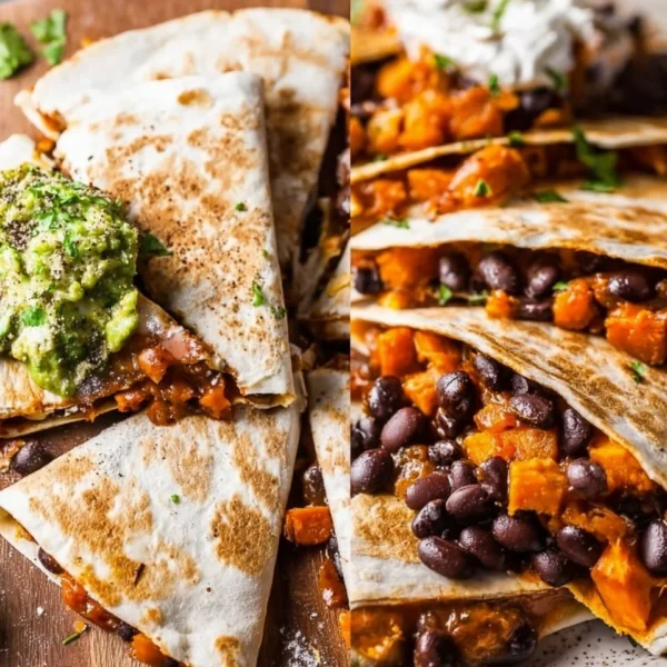 Delicious sweet potato black bean quesadillas served on a plate