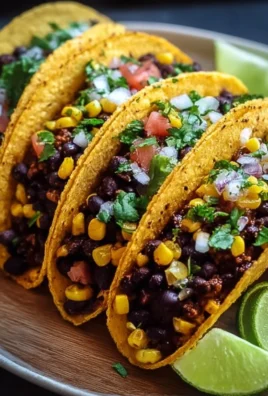 Delicious black bean corn vegetarian tacos served on a plate