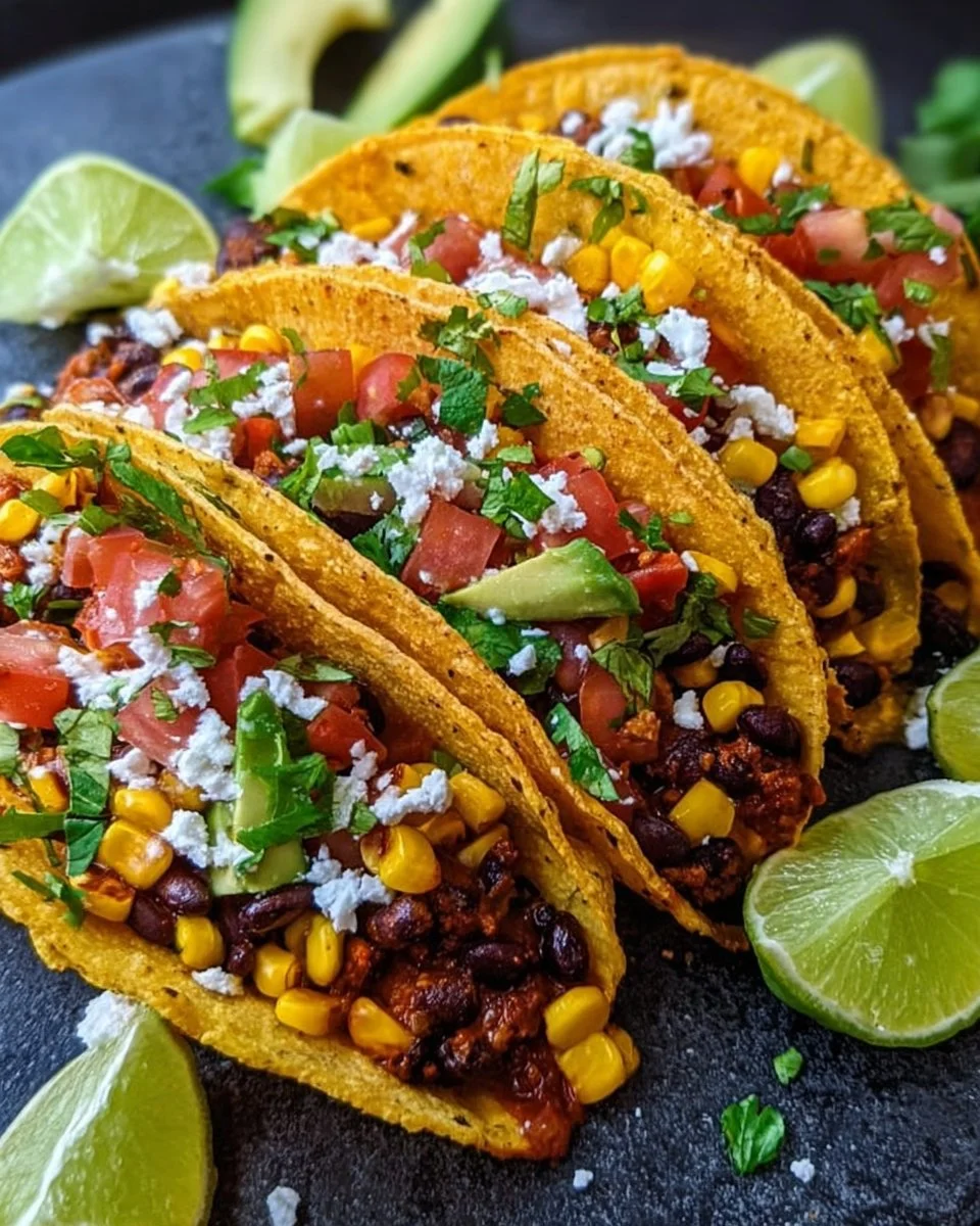 Black Bean Corn Vegetarian Tacos