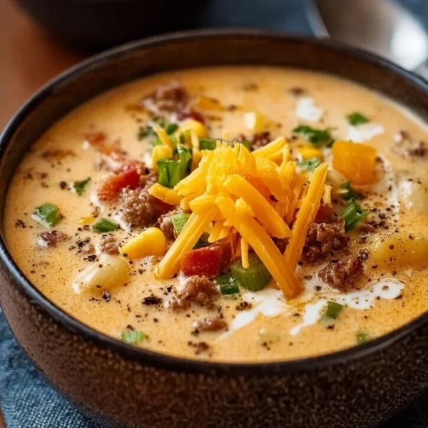 Bowl of creamy Cowboy Soup garnished with fresh herbs, perfect for cozy dinners