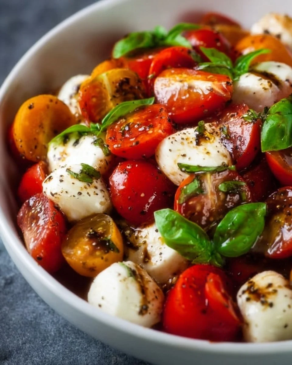 Easy and Best Caprese Salad with Cherry Tomatoes Recipe