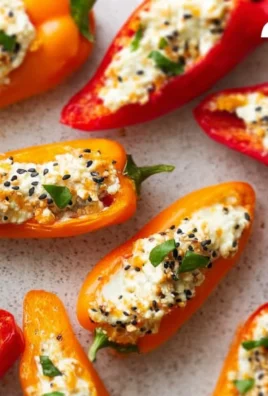 Easy cheese stuffed peppers with everything bagel seasoning on a platter
