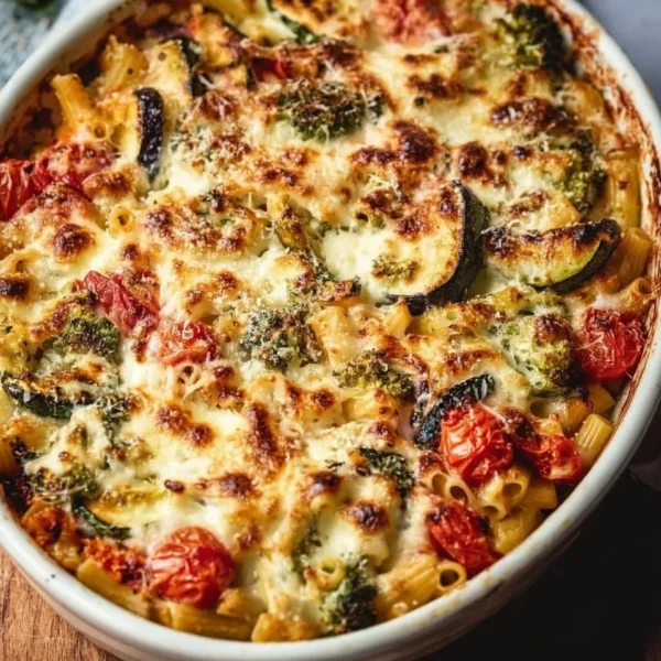 Delicious Mediterranean Vegetable Pasta Bake with fresh vegetables and herbs