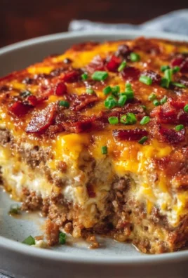 Low-carb bacon cheeseburger casserole served in a dish
