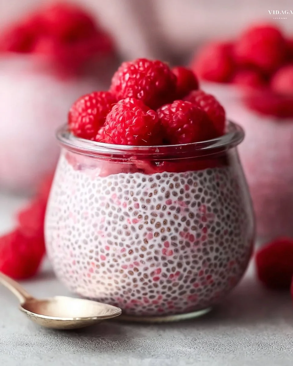 Raspberry Chia Pudding Sweetened with Maple Syrup