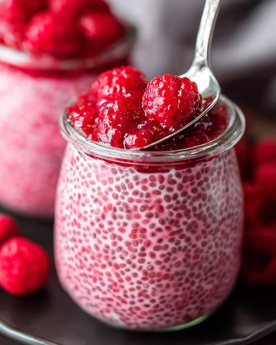 Raspberry Chia Pudding Sweetened with Maple Syrup