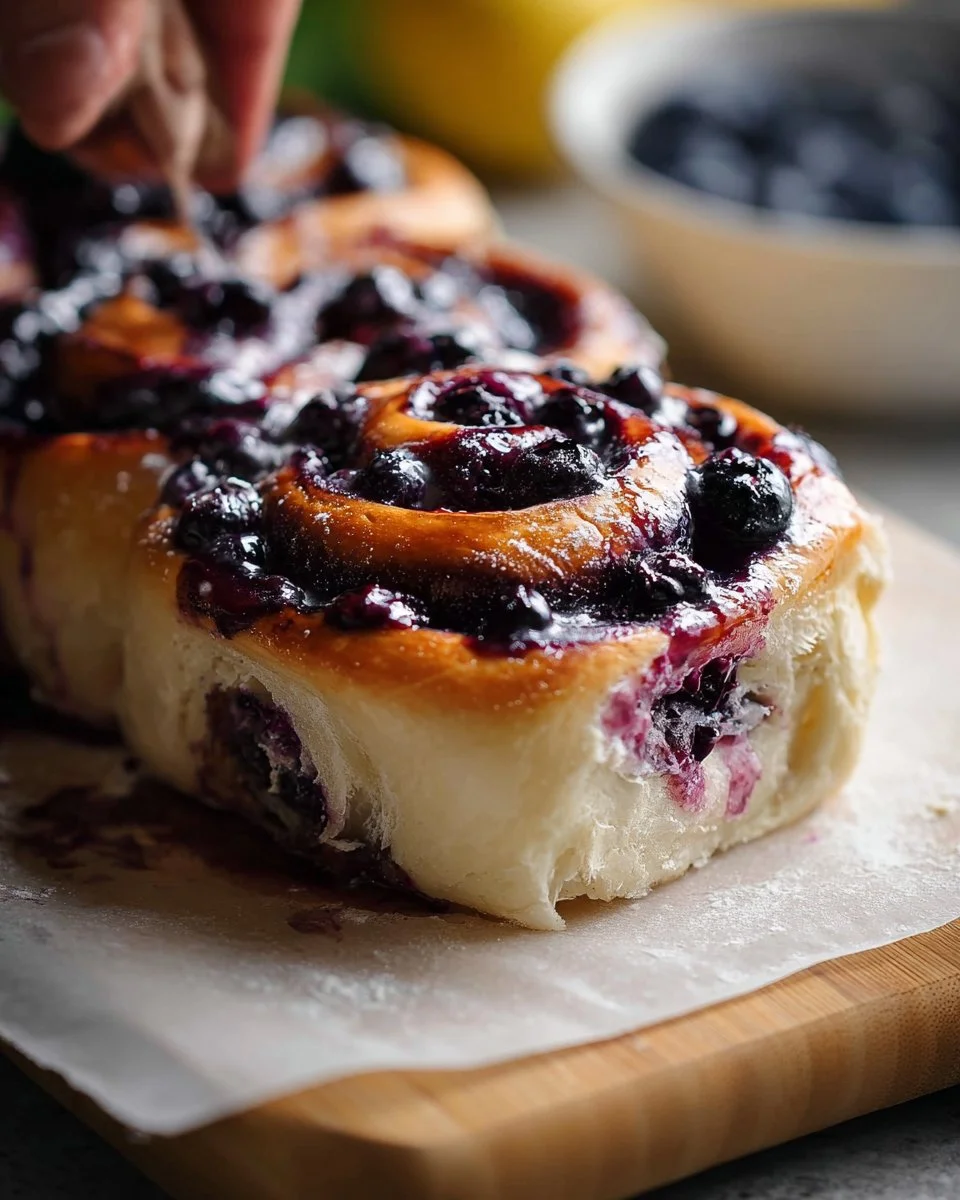 Sourdough Discard Lemon Blueberry Rolls