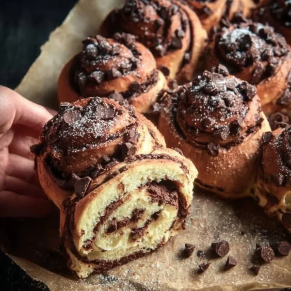 Delicious 10-minute chocolate rolls made with quark.