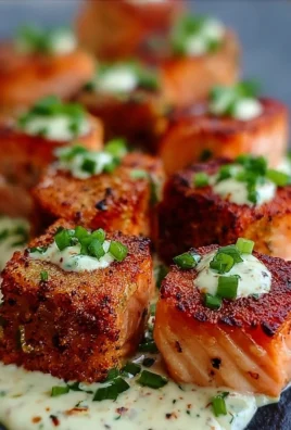Delicious Bang Bang Salmon Bites served for a seafood appetizer