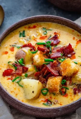 Bowl of delicious Cajun Potato Soup with spices and toppings