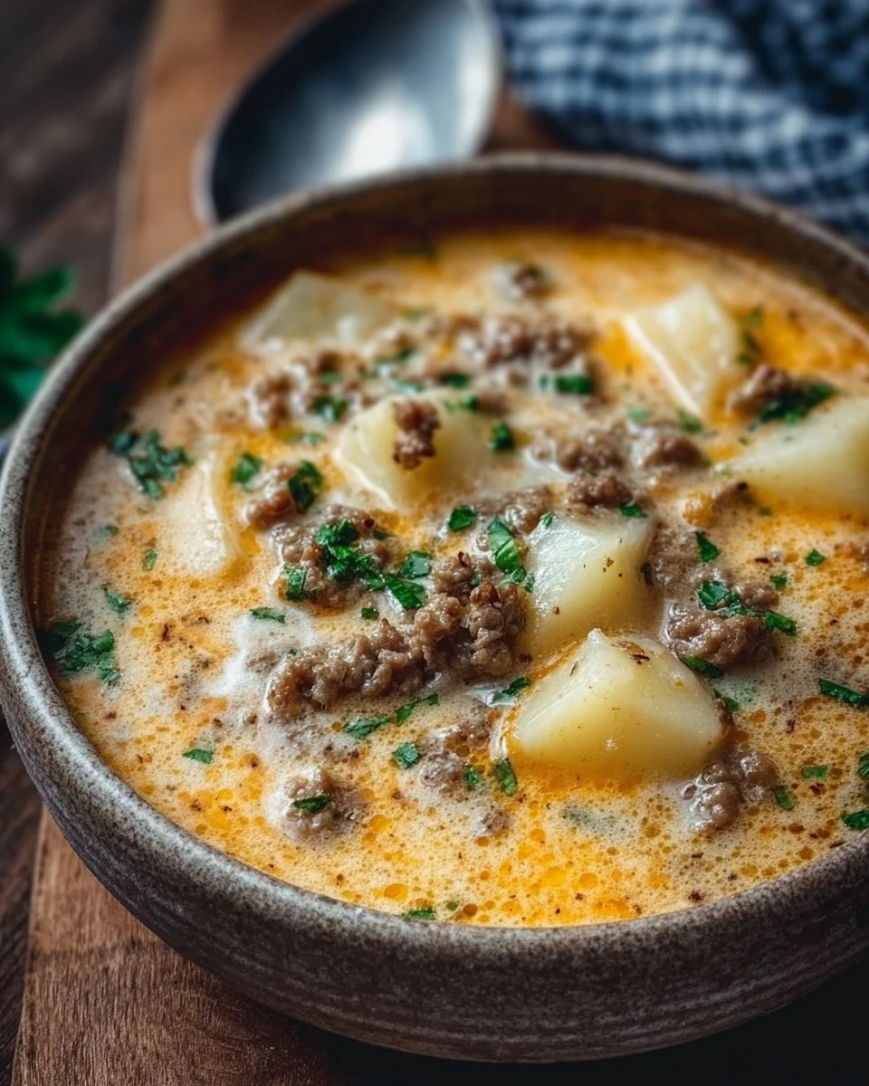 Cheesy Hamburger Potato Soup