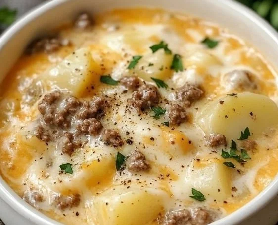 Cheesy Hamburger Potato Soup