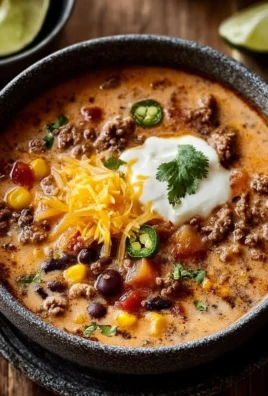 Bowl of creamy Cowboy Soup garnished with herbs and served with bread