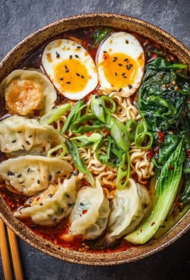Delicious Dumpling Ramen Bowl topped with savory dumplings and fresh vegetables