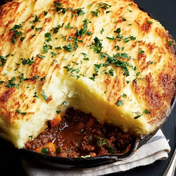 Gordon Ramsay's delicious Shepherd's Pie served in a rustic dish.
