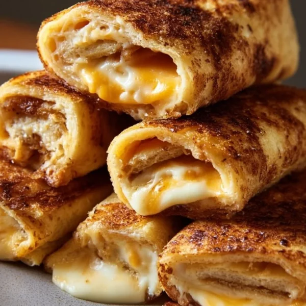 Delicious grilled cheese roll ups served with dipping sauce