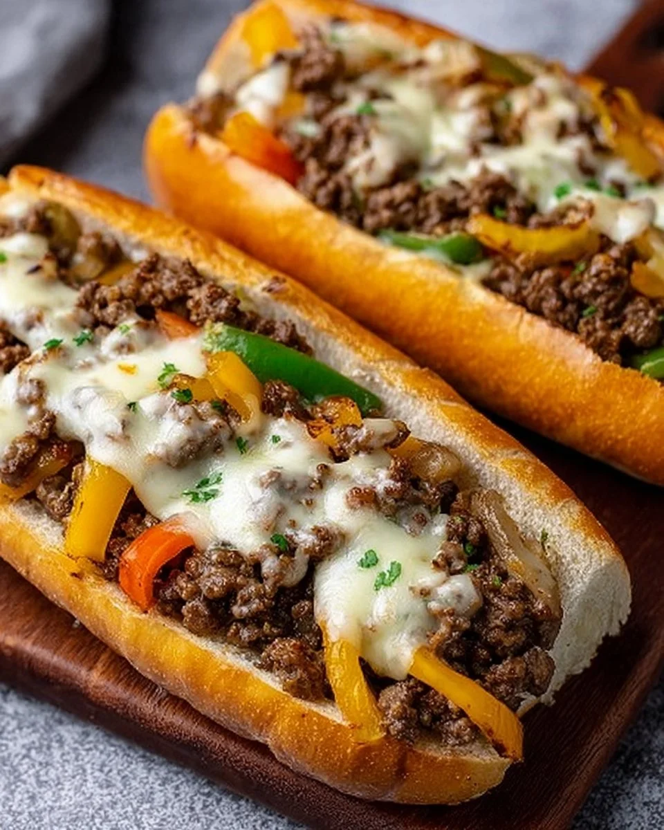 Ground Beef Philly Cheesesteaks