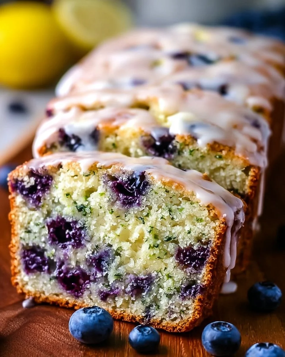 Homemade Blueberry Zucchini Bread with Lemon Glaze