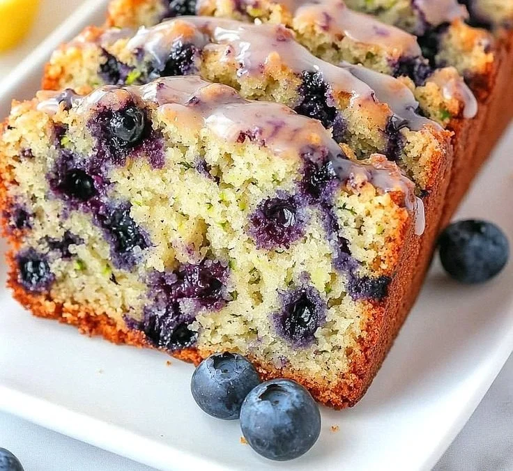 Homemade Blueberry Zucchini Bread with Lemon Glaze