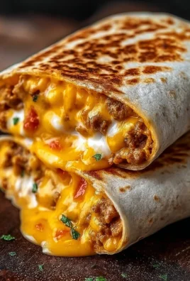 Delicious grilled cheese burrito with melted cheese and crispy tortilla