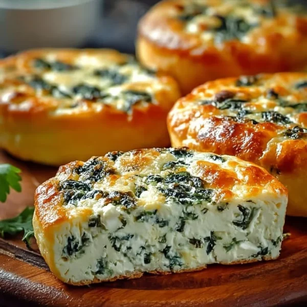 Spinach cottage cheese flagels recipe with fresh ingredients on a plate