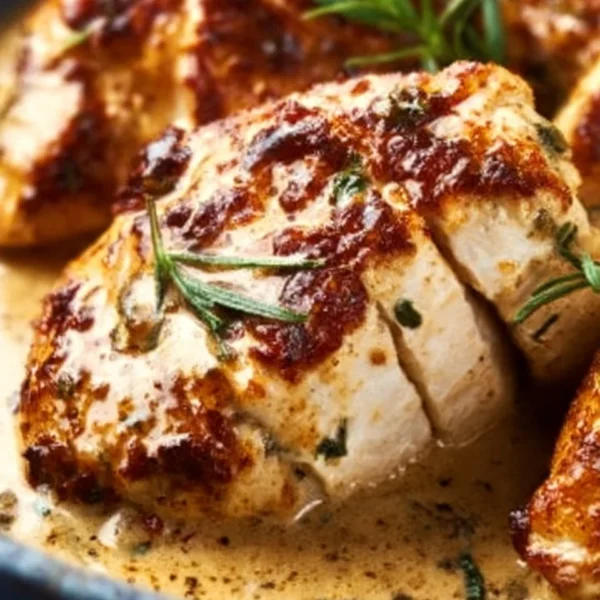 Delicious Marry Me Chicken served with creamy sauce and herbs