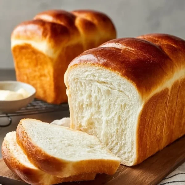 Homemade milk bread loaf fresh out of the oven