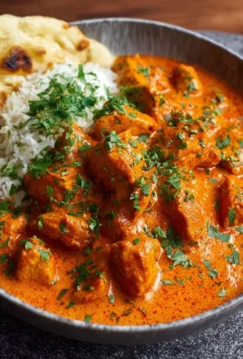 Quick and easy homemade butter chicken dish served with rice and naan bread