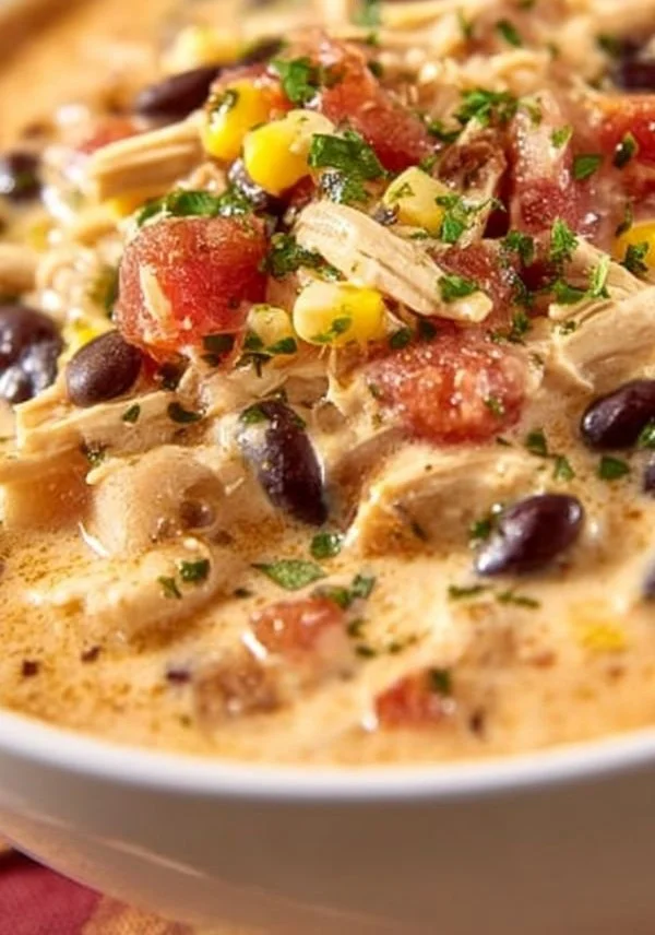 Slow Cooker Cheesy Chicken Chili