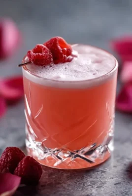 Sour Raspberry Valentine cocktail featuring raspberry gin, fresh raspberries, and garnish