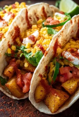 A spicy potato soft taco filled with seasoned potatoes and fresh toppings