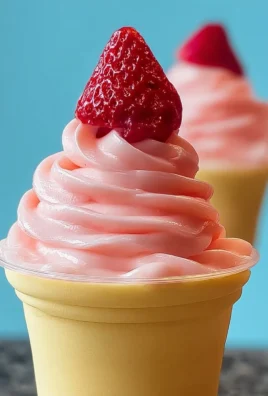 Delicious homemade Strawberry Dole Whip dessert in a bowl with a cherry on top