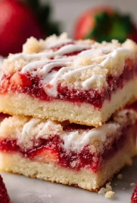 Delicious strawberry shortcake bars filled with fresh strawberries and cream.