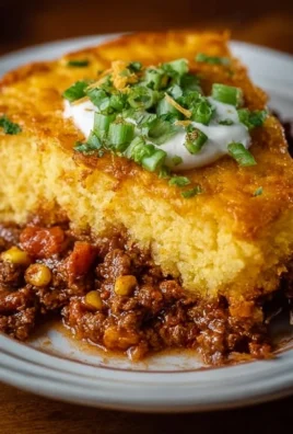 Delicious Texas Tamale Pie with layers of cornmeal and spicy filling