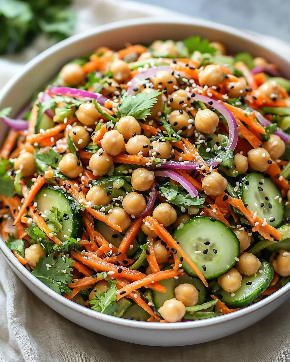 Asian Cucumber and Chickpea Slaw with Sesame Dressing