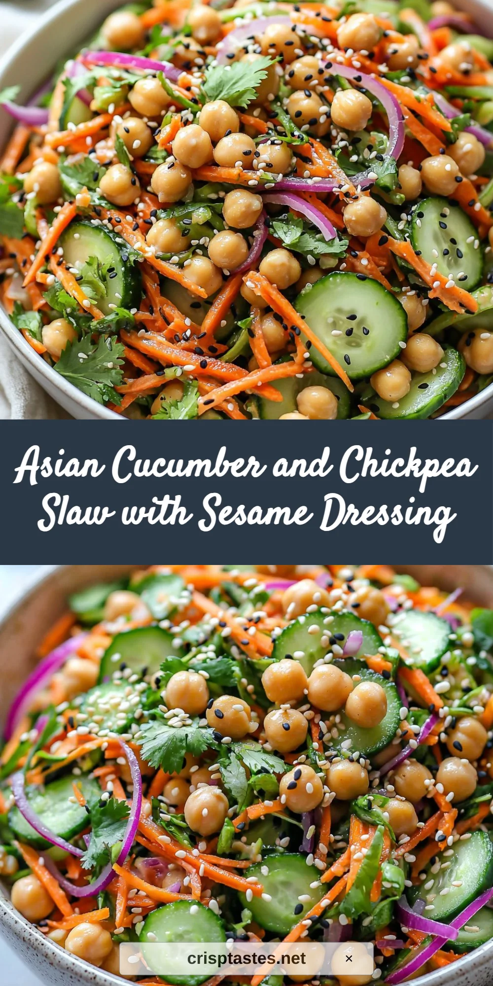 Asian Cucumber and Chickpea Slaw with Sesame Dressing