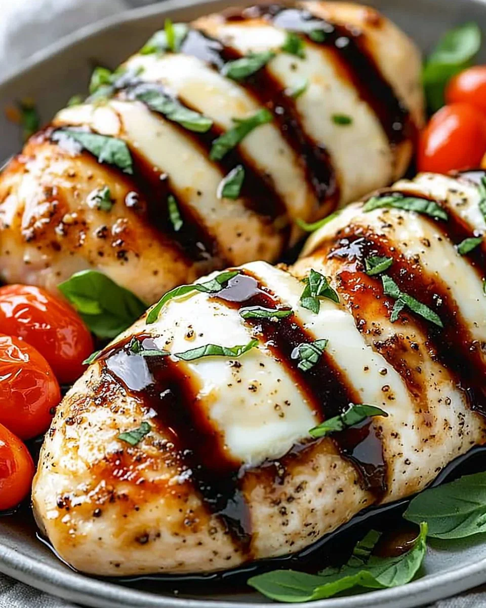 Balsamic Baked Chicken Breast with Mozzarella Cheese