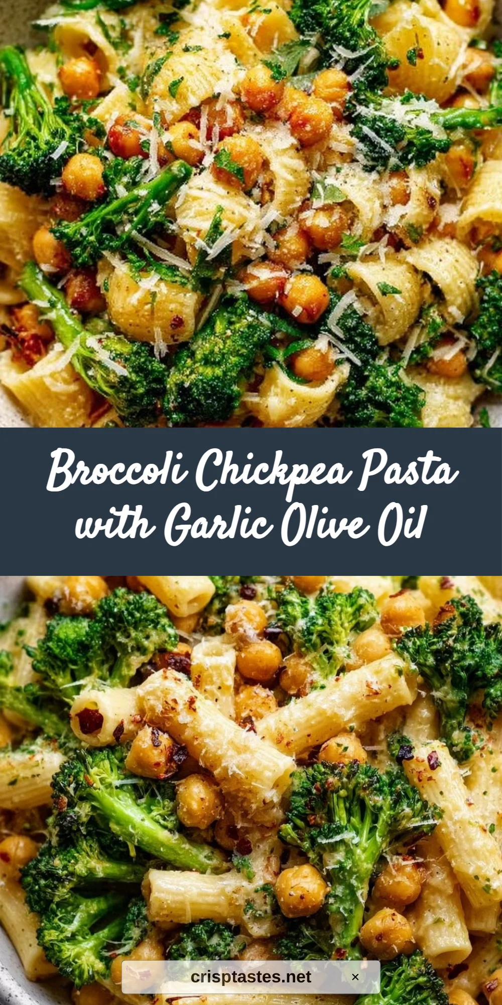 Broccoli Chickpea Pasta with Garlic Olive Oil