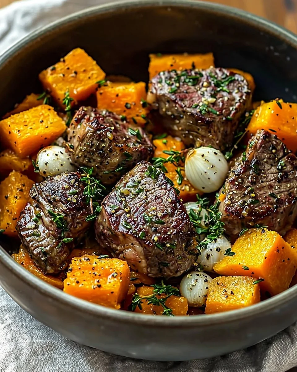 Butternut Squash & Garlic Herb Steak Bowls