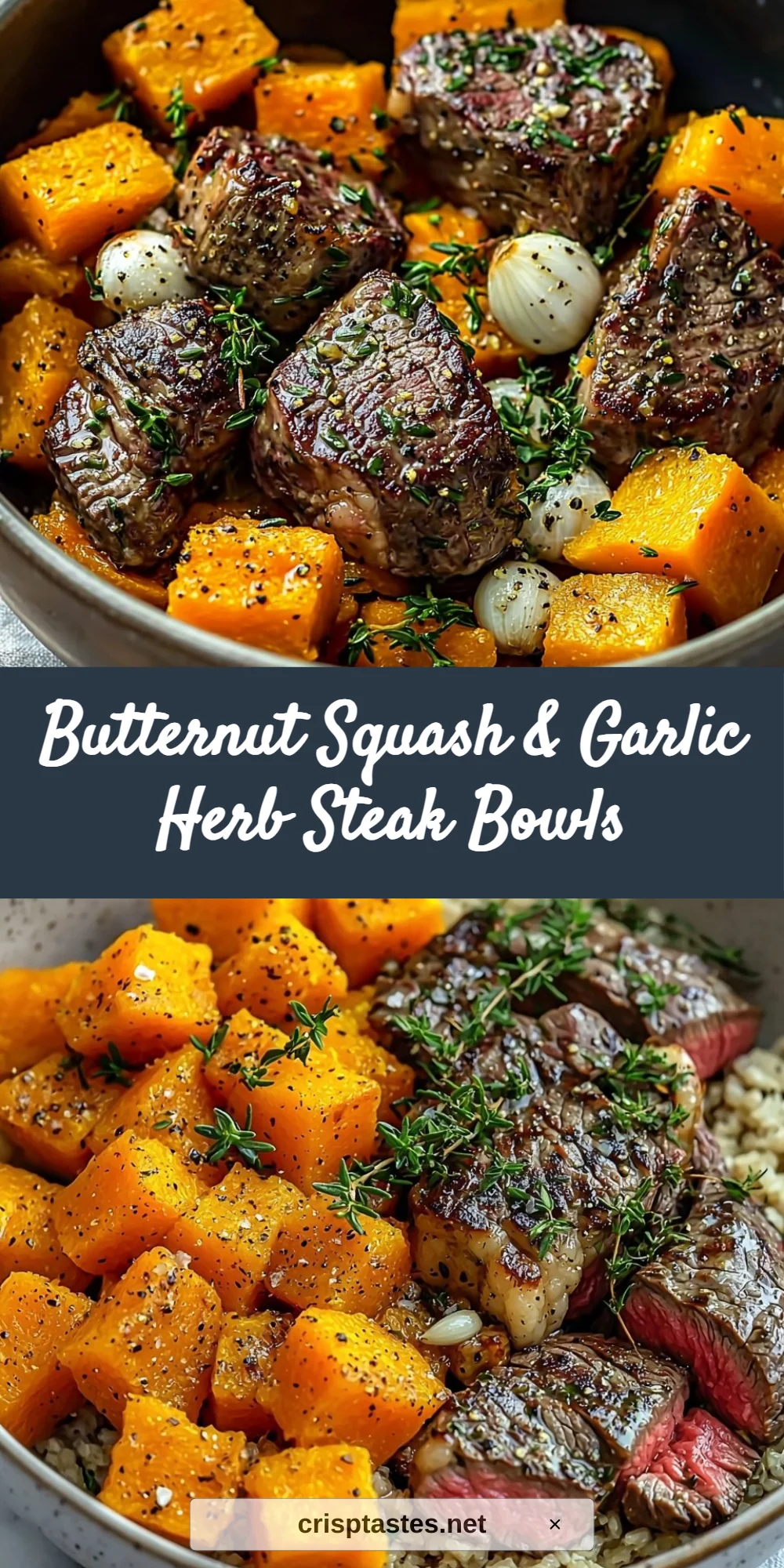 Butternut Squash & Garlic Herb Steak Bowls