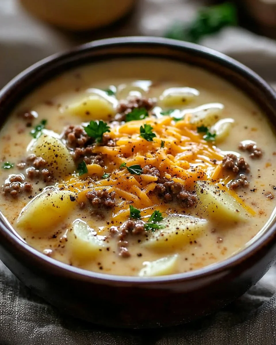 Cheesy Hamburger Potato Soup