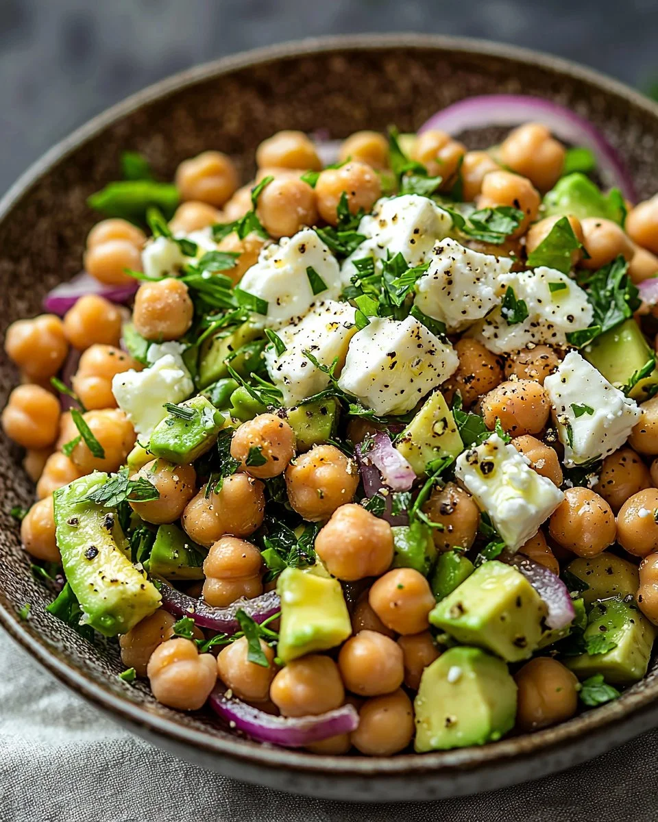 Chickpea Feta Avocado Salad