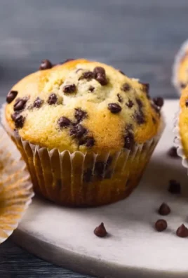 Homemade chocolate chip muffins fresh out of the oven