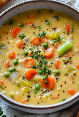 Bowl of comforting one-pot creamy vegetable soup with fresh vegetables.