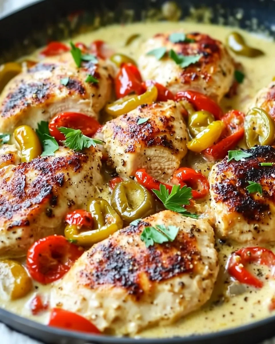 Creamy Banana Pepper Chicken Skillet