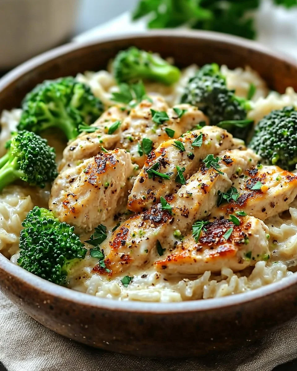 Creamy Garlic Chicken Rice Bowls