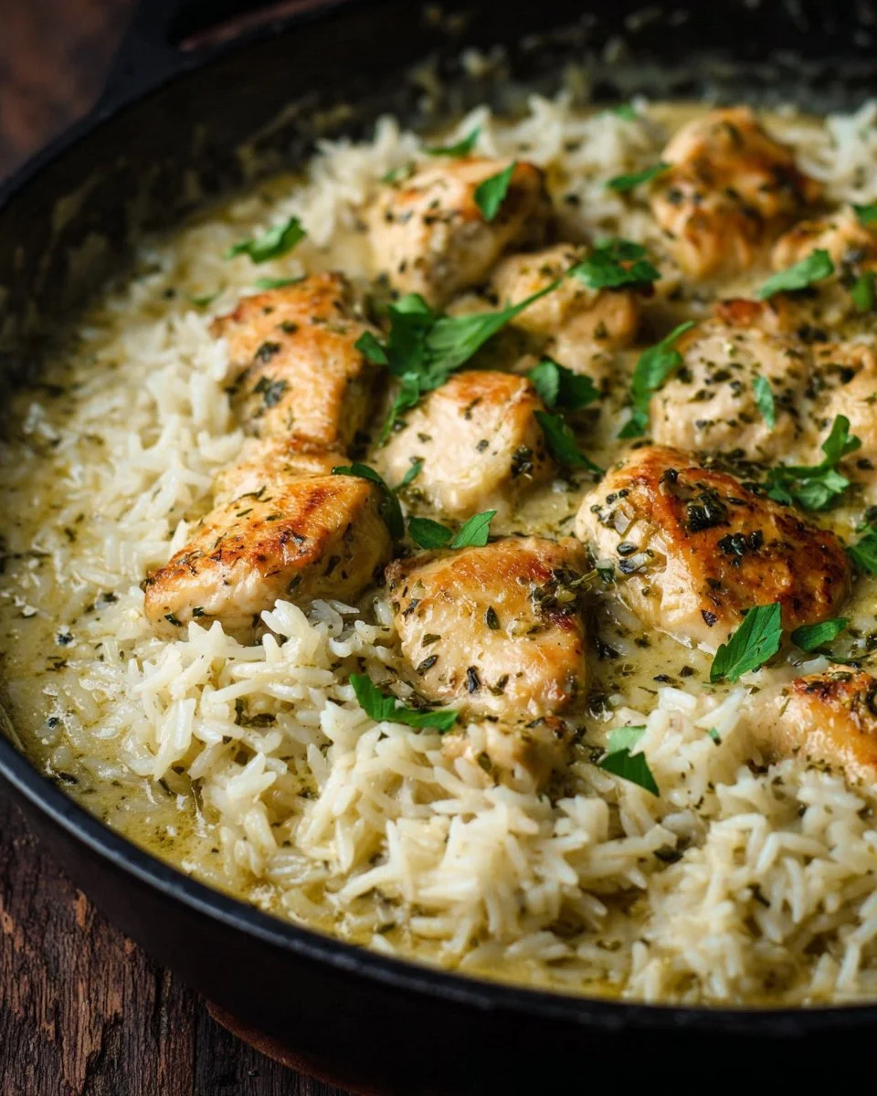 Creamy Herb Chicken & Basmati Rice – A Comforting, Flavor-Packed One-Pan Meal