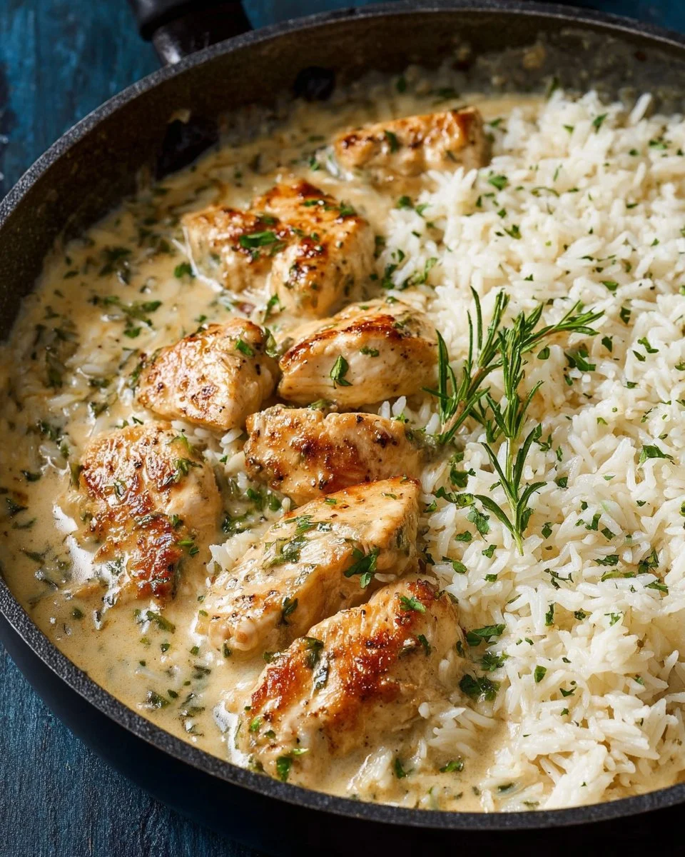 Creamy Herb Chicken & Basmati Rice – A Comforting, Flavor-Packed One-Pan Meal