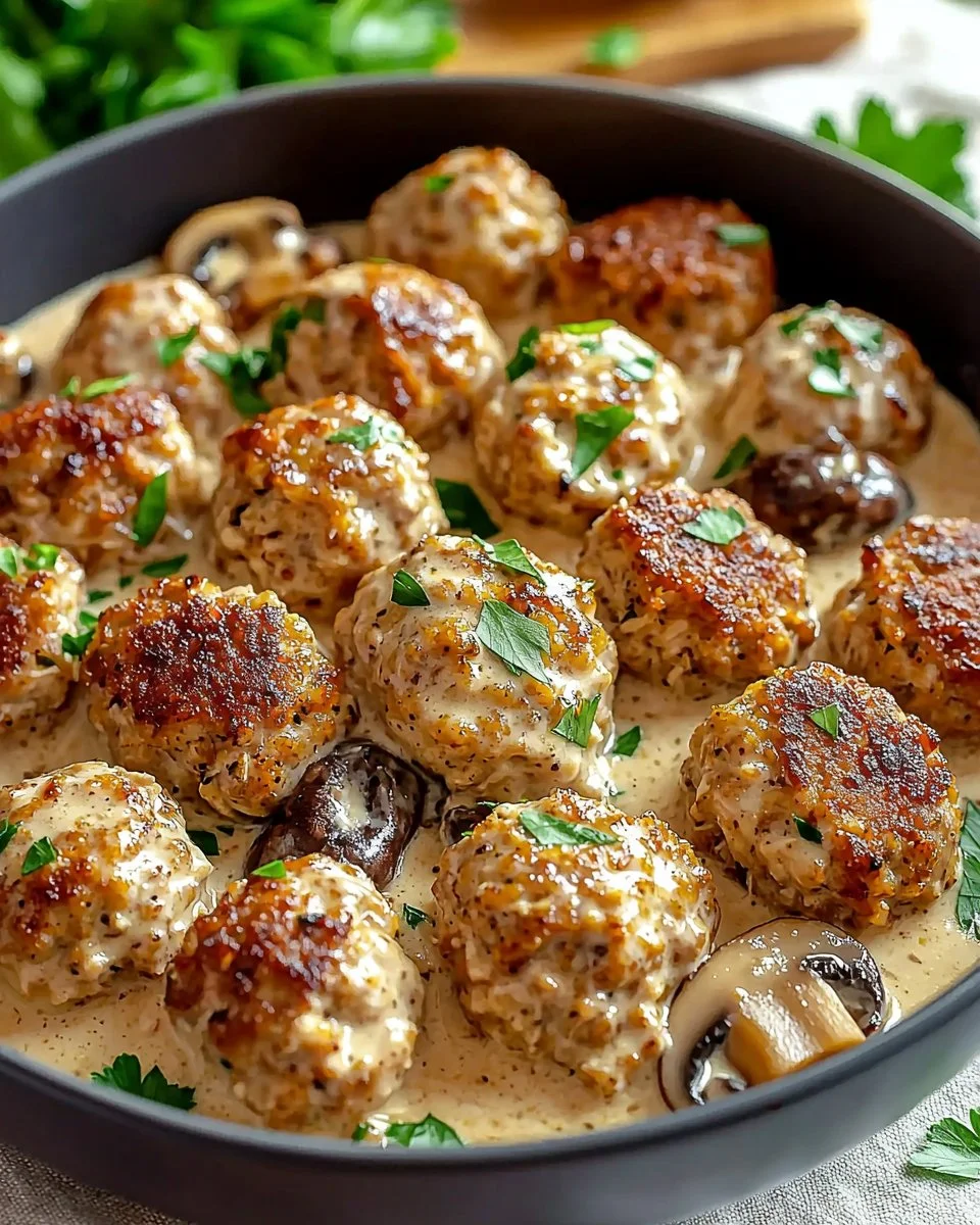 Creamy Mushroom Chicken Meatballs
