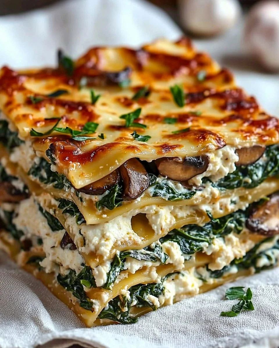 Creamy Spinach and Mushroom Lasagna